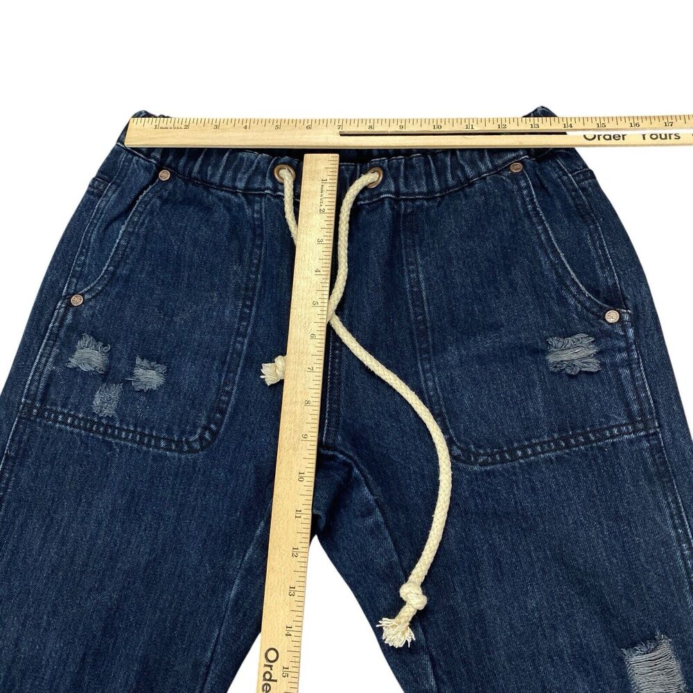 One Teaspoon Shabbies Drawstring Boyfriend Denim Jean Women XS Destroyed - Picture 14 of 16